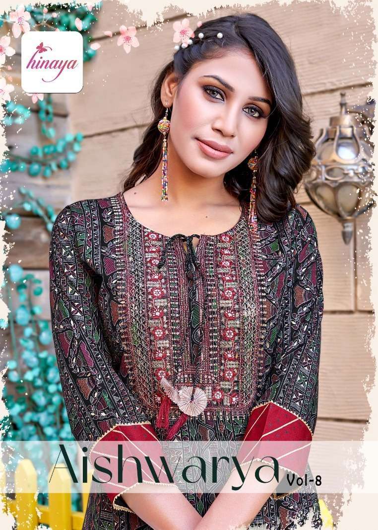 hinaya aishwarya vol 8 series 1001-1005 rayon kurti 
