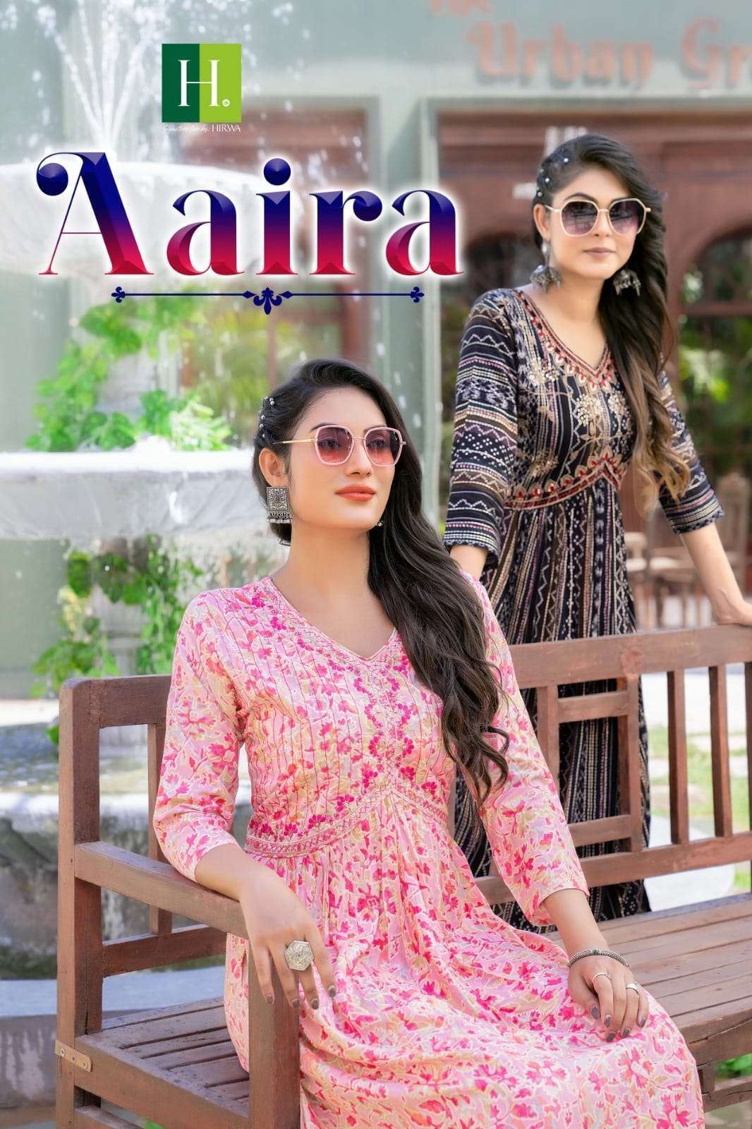 hirwa aaira series 101-107 heavy rayon kurti 