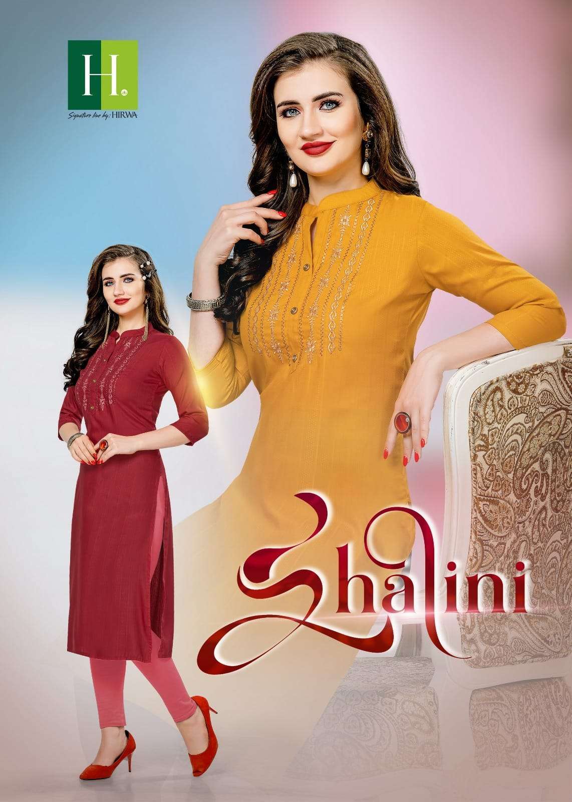 hirwa shalini series 101-104 fancy rayon kurti 