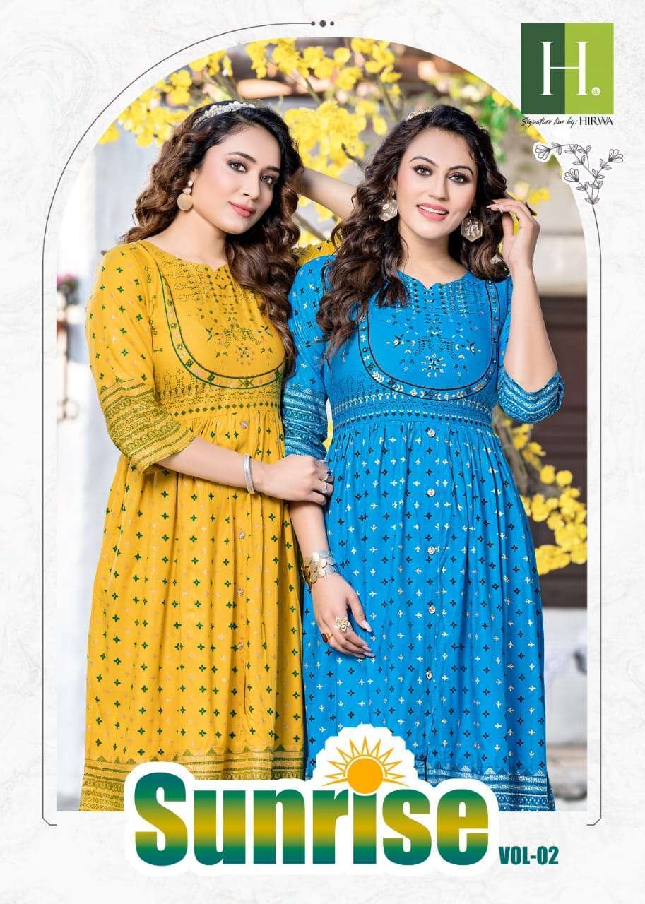hirwa sunrise vol 2 series 201-206 Heavy Rayon Slub kurti