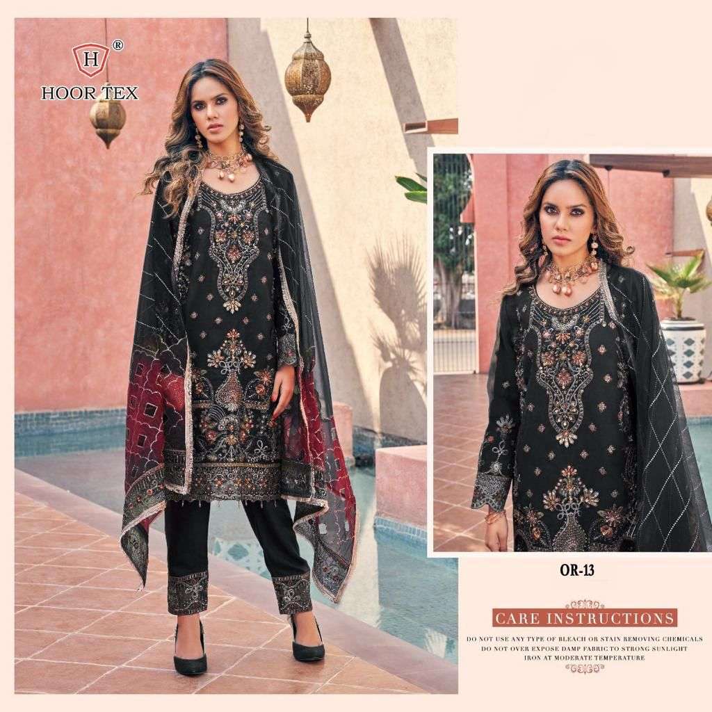 hoor tex OR-13 A to E designer heavy organza suit 