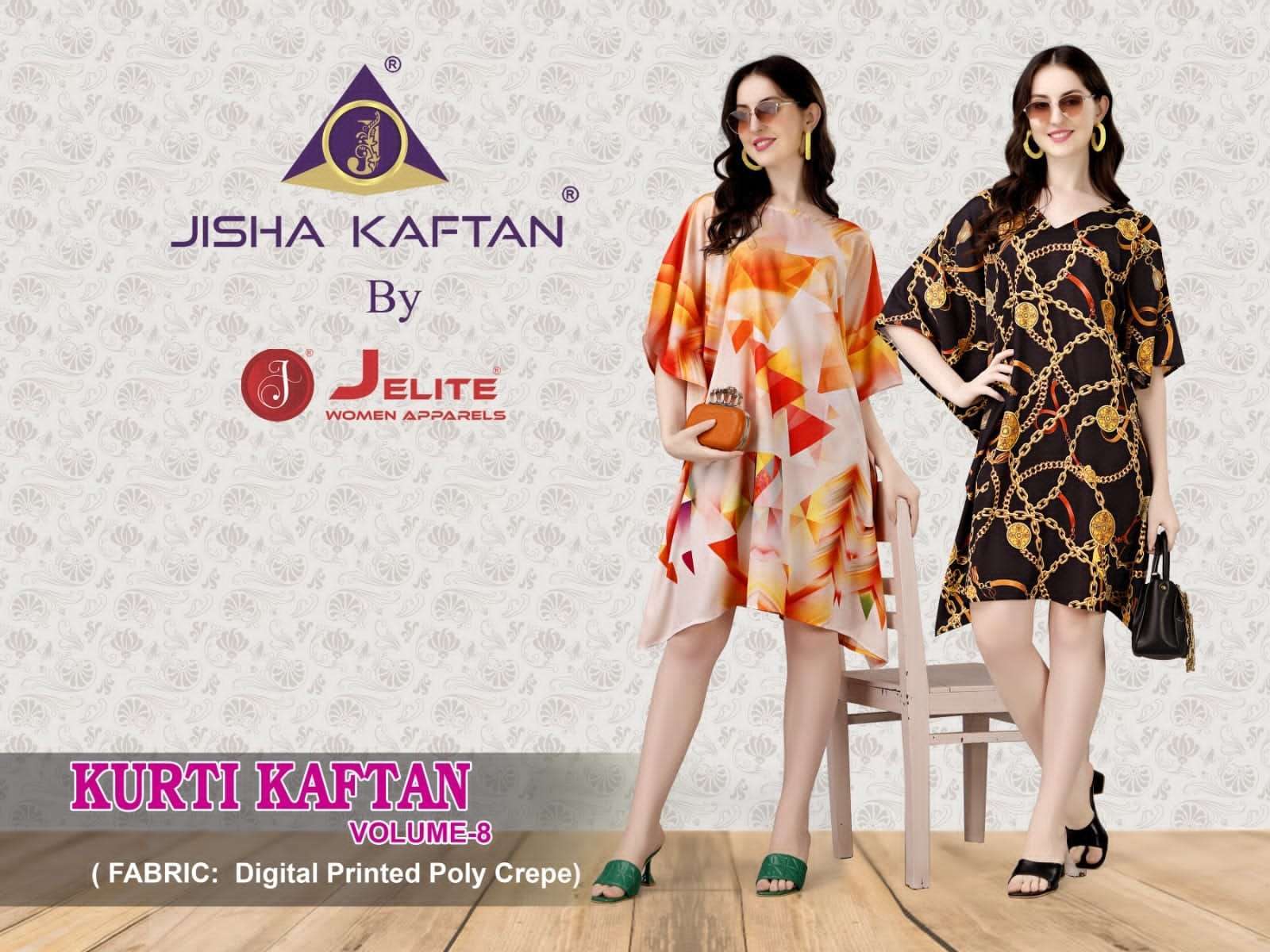 jelite jisha kurti kaftan vol 8 series 161-168 Polyester Crepe kaftaans