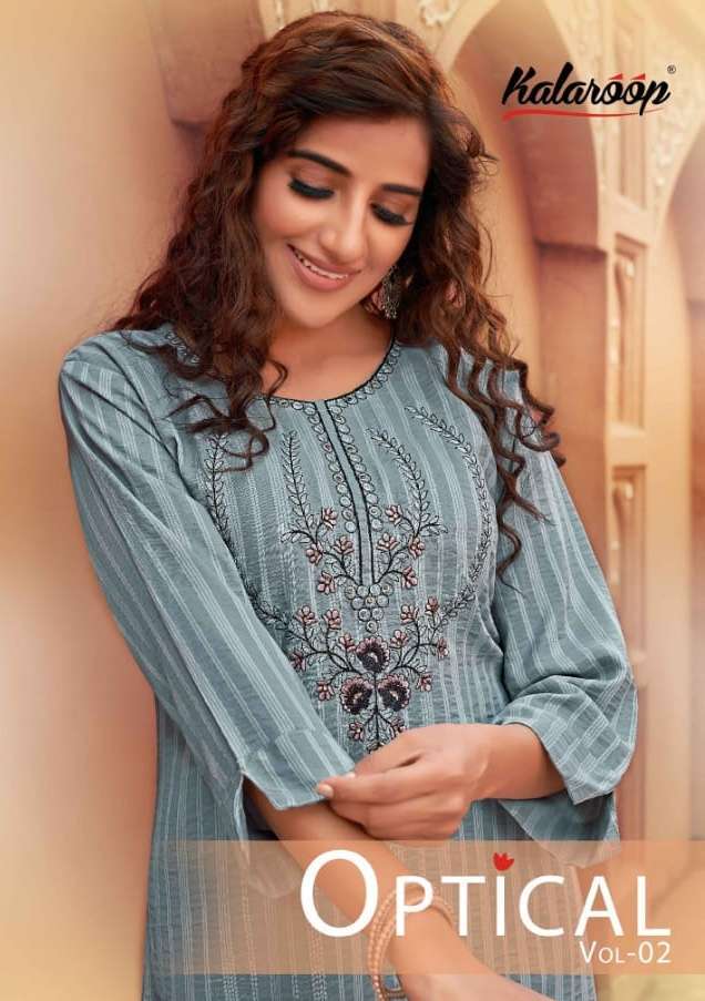 kalaroop optical vol 2 series 13608-13611 Fancy Reyon kurti