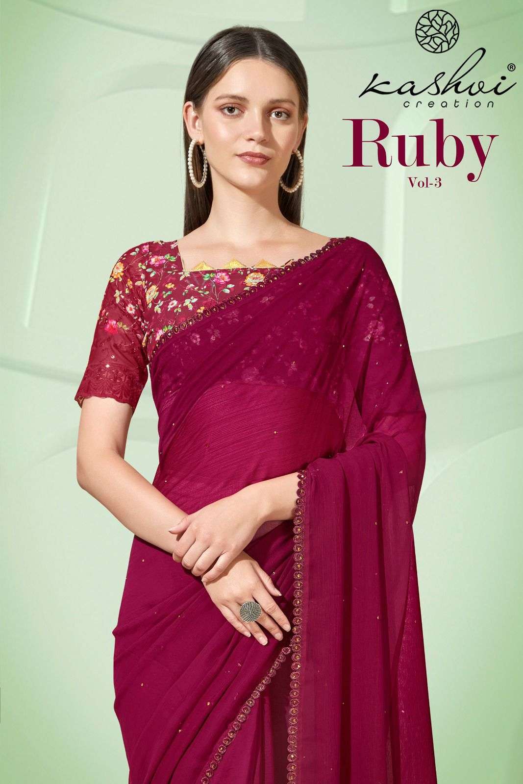 kashvi creation ruby vol 3 series 46001-46008 chiffon saree