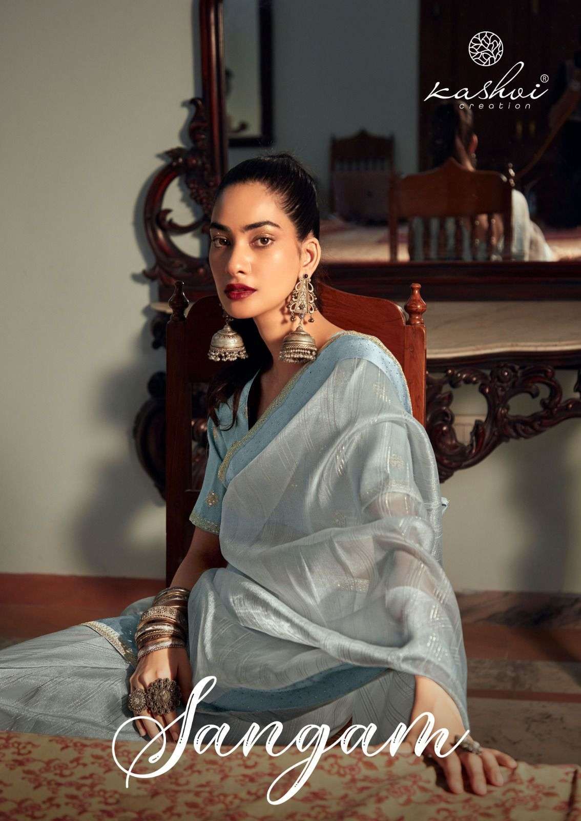 kashvi creation sangam series 1001-1008 organza silk saree