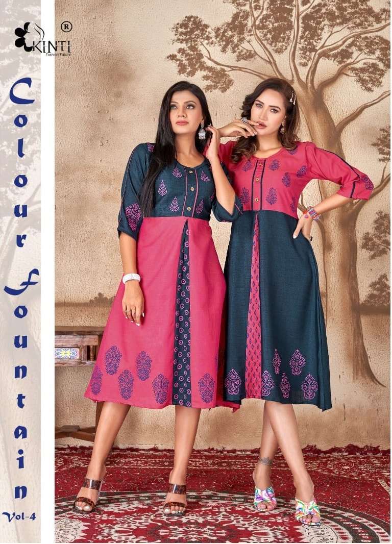 kinti colour fountain vol 4 series 101-108 Rayon 14 kg kurti