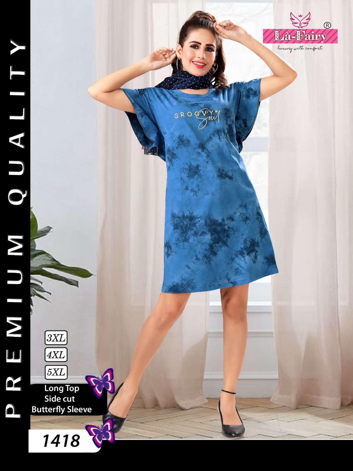 la fairy 1418 tie dyed fancy long tops in plus sizes