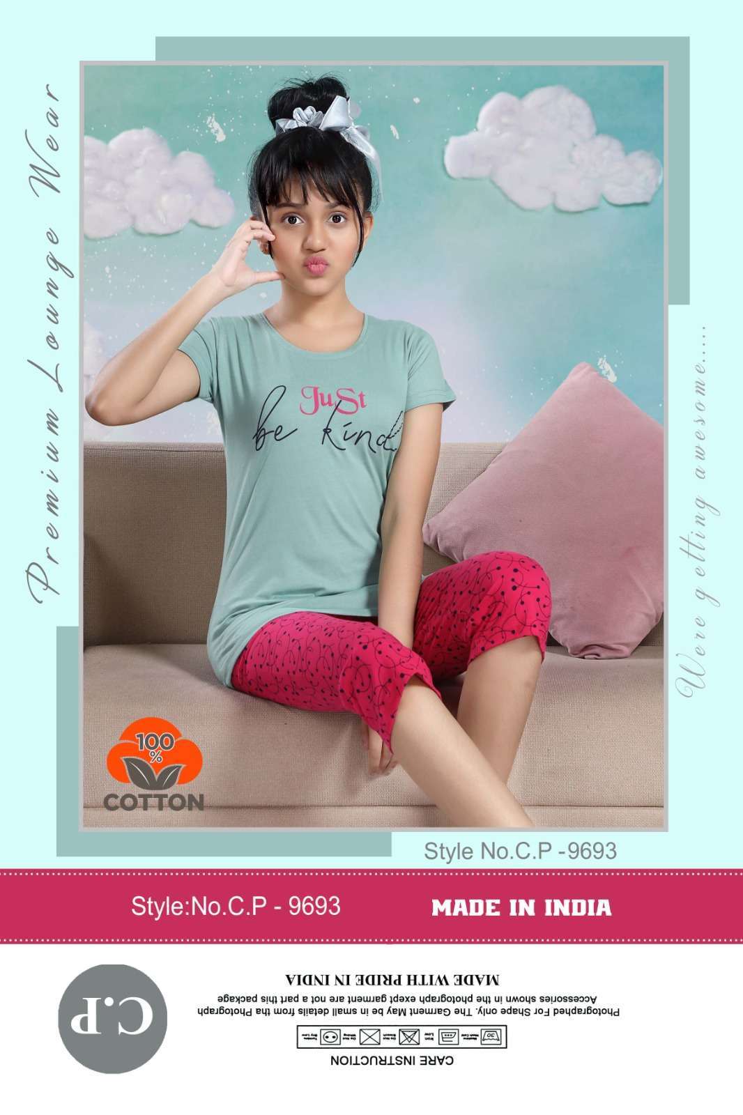 la fairy comfortable kids wear night suit with capry
