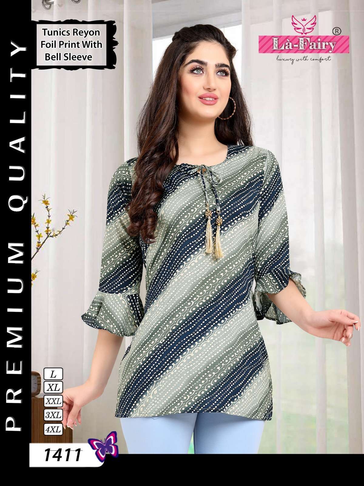 la fairy series 1409-1414 Reyon foil print tops