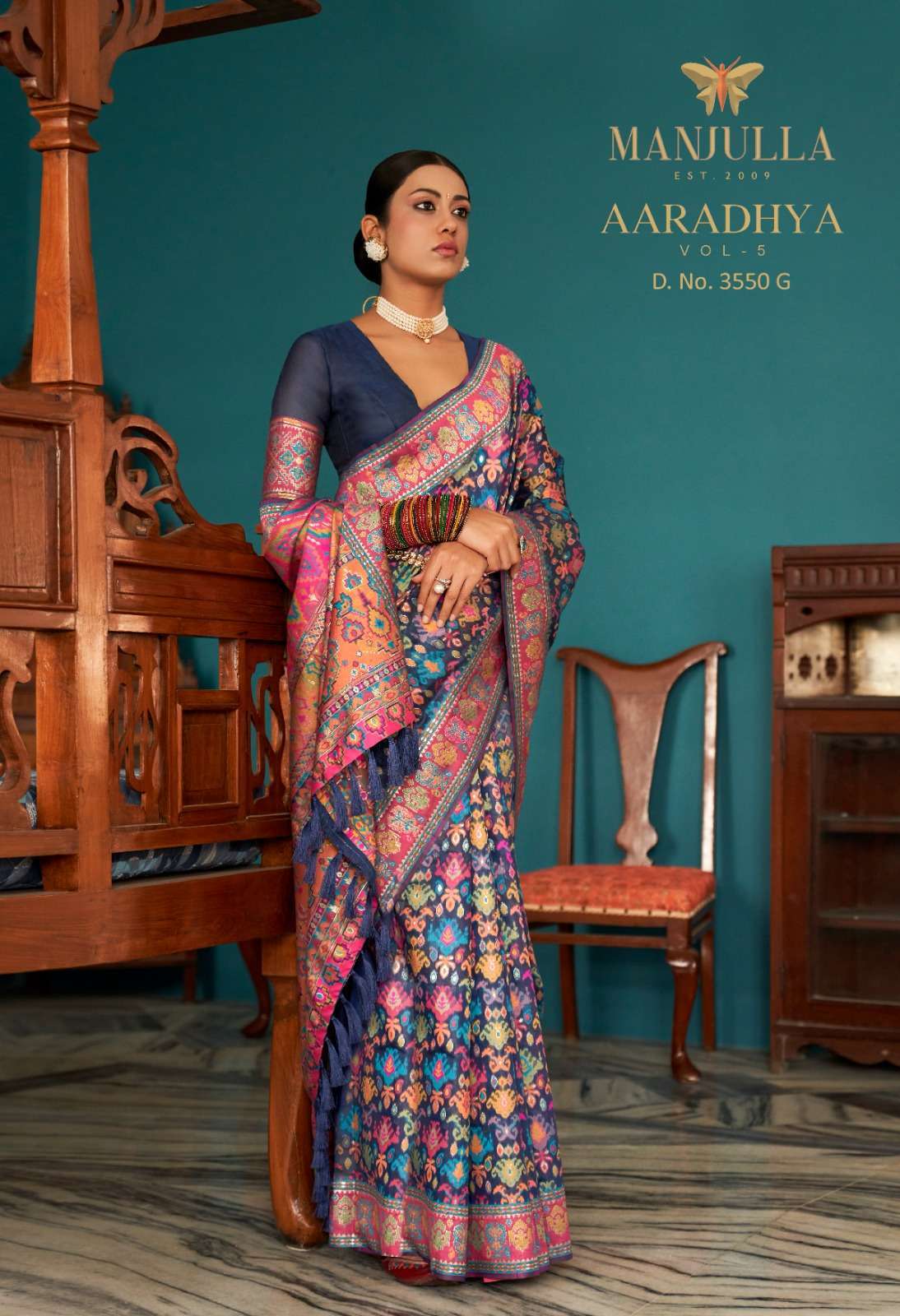 manjula aaradhya vol 5 series 3550 kashmiri pashmina saree