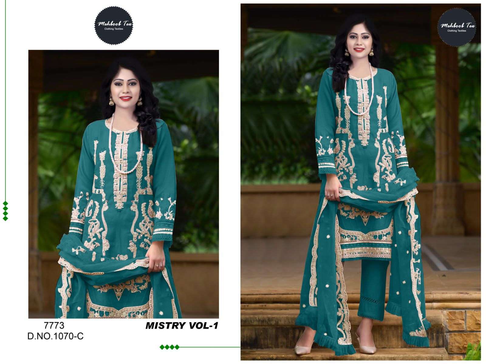 mehboob tex mistri vol 1 designer organza suit 