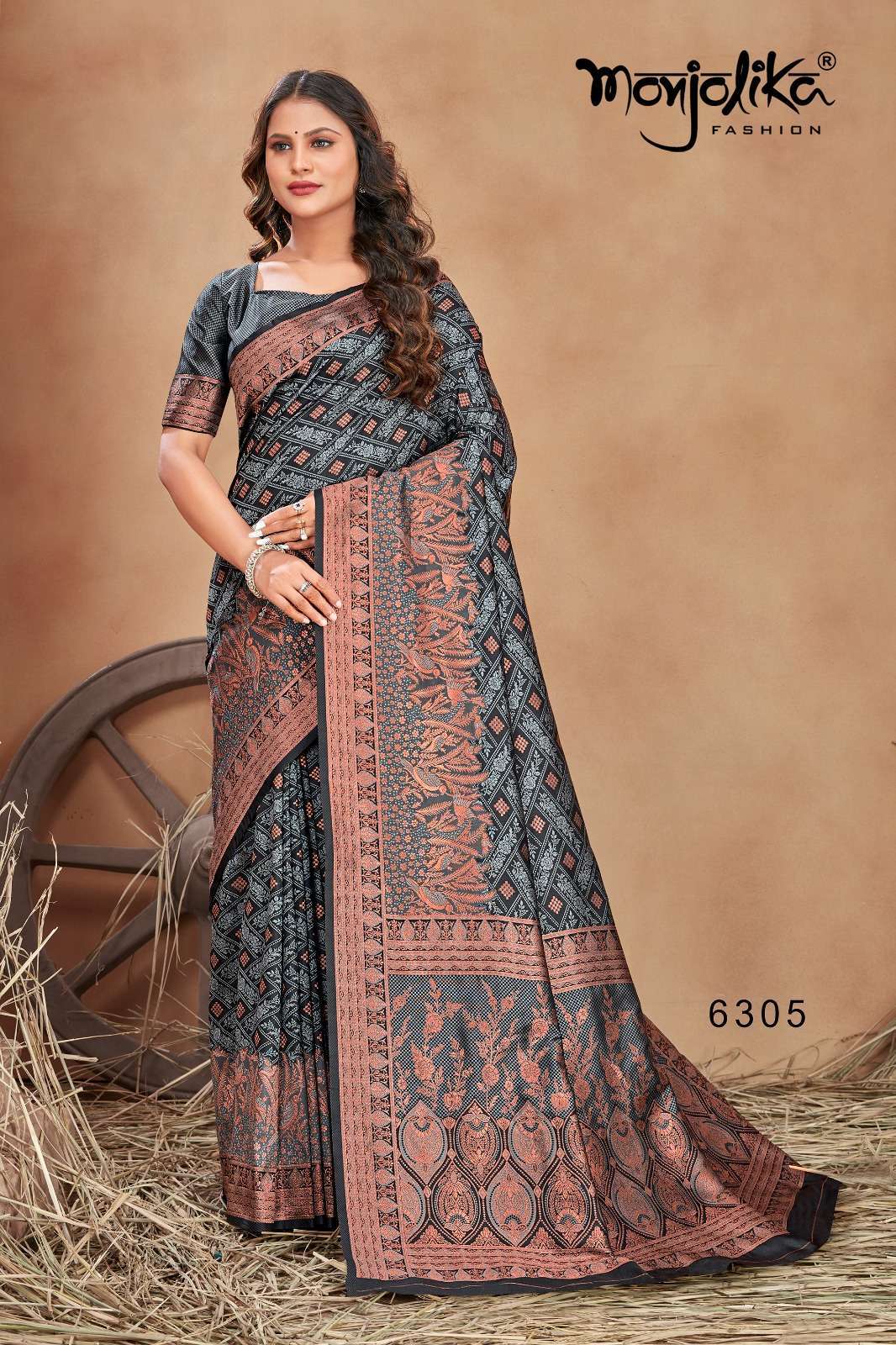 monjolika maanyata 6300 series 6301-6307 Satin Silk saree