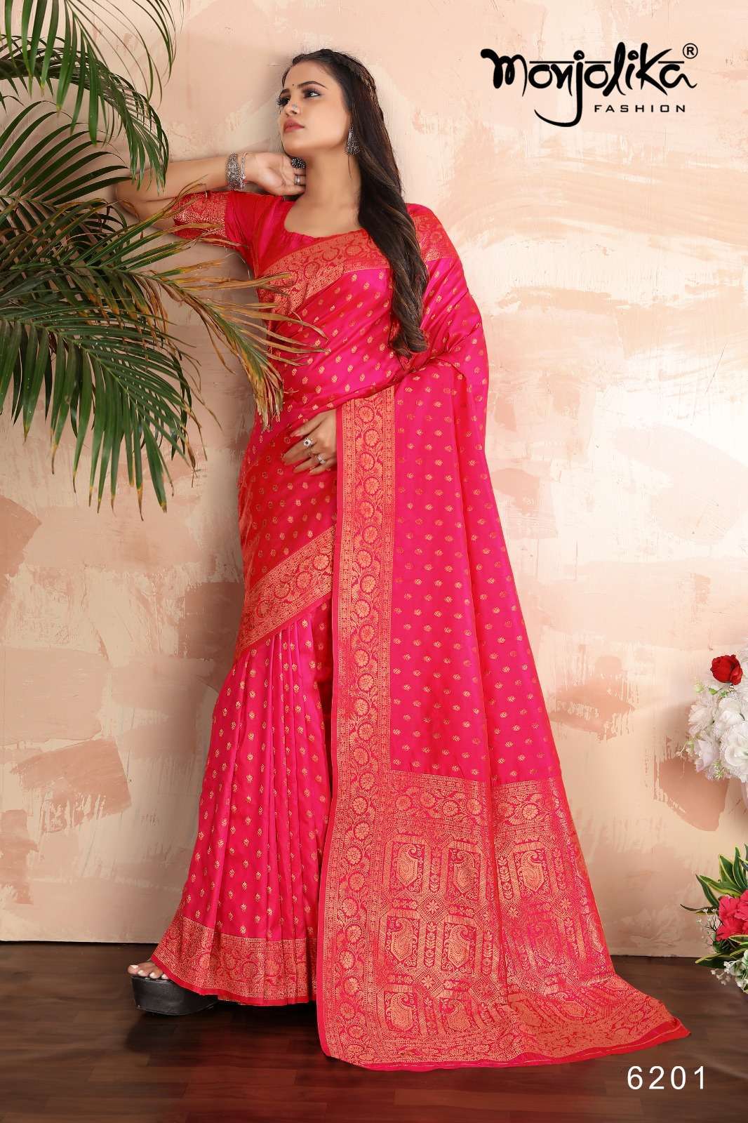 monjolika mahisha 6200 series 6201-6205 banarasi silk saree