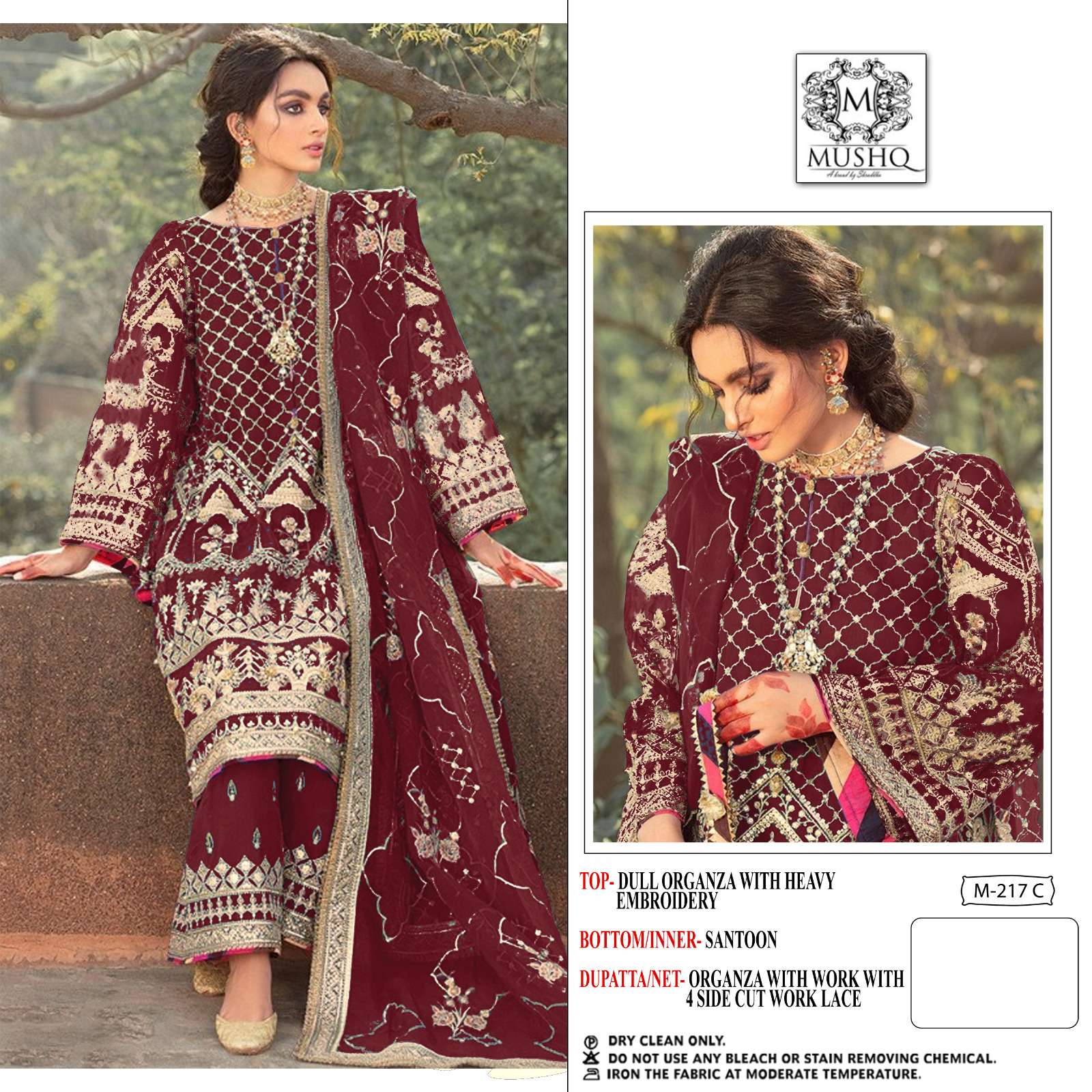 mushq M-217 designer pure organza suit s