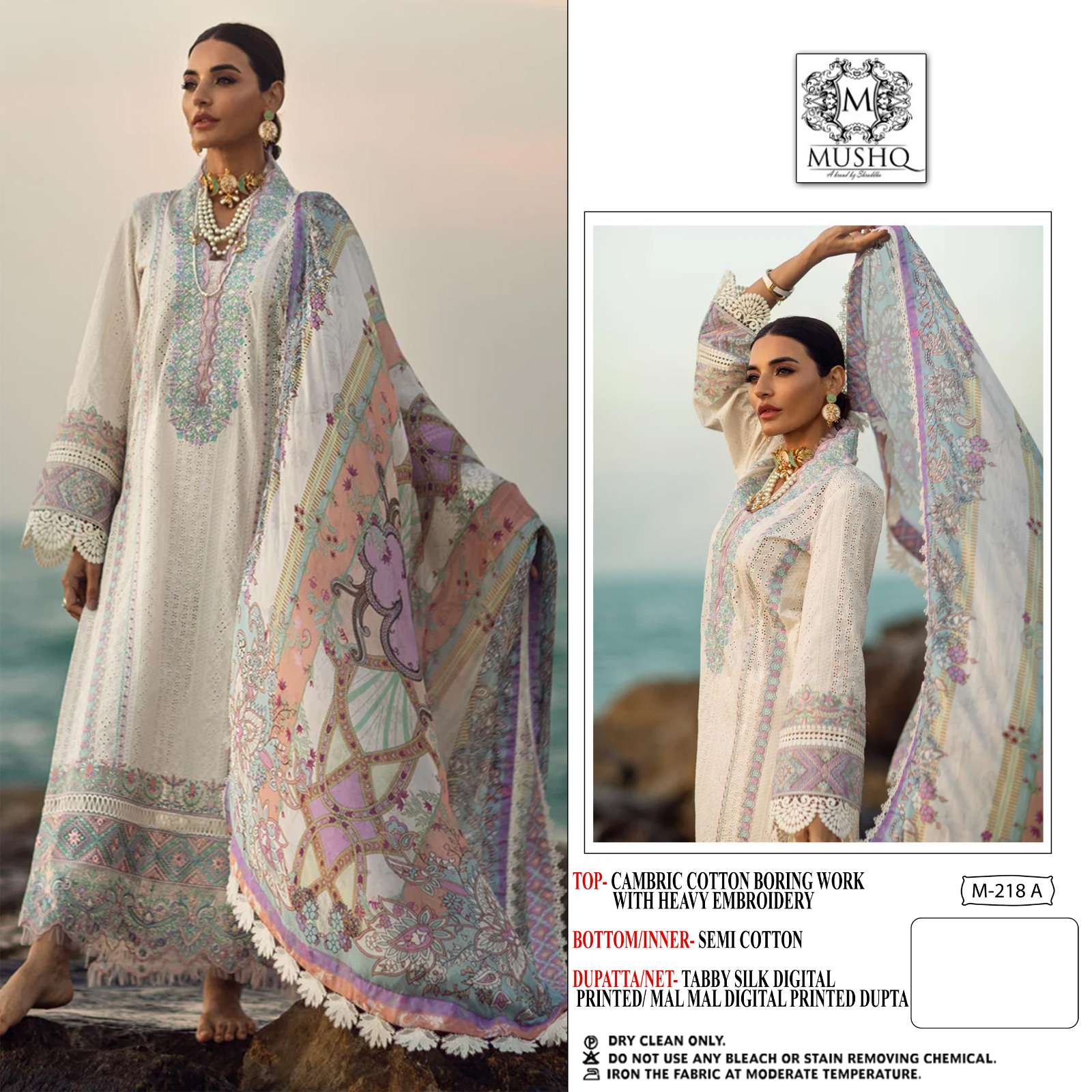 Mushq M-218 designer pure cotton suit 
