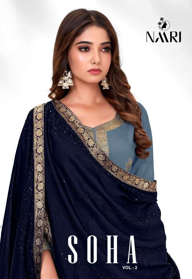 naari soha vol 2 series 8001-8004 pure silk jacquard suit 