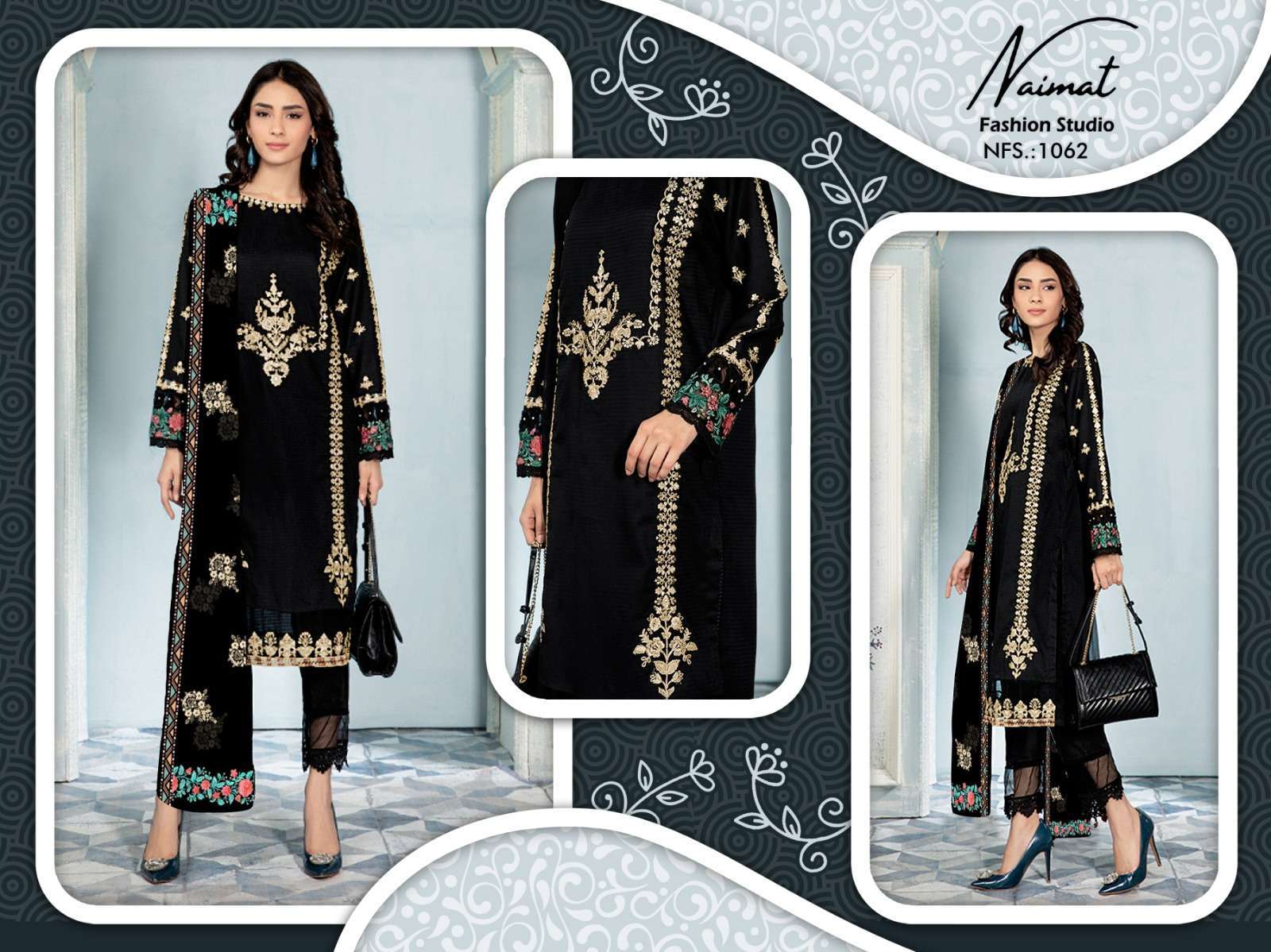 naimat 1062 Black colour faux Georgette suit
