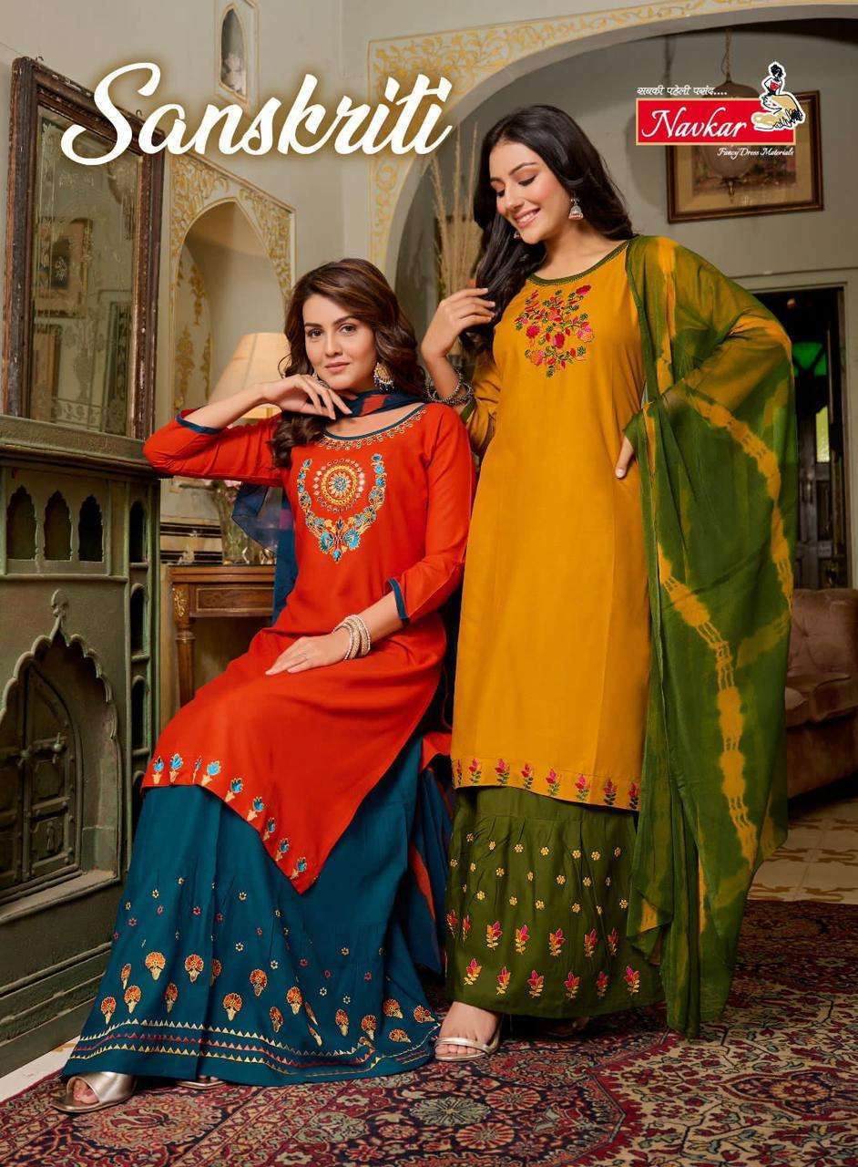 navkar sanskriti series 101-108 rayon readymade suit 