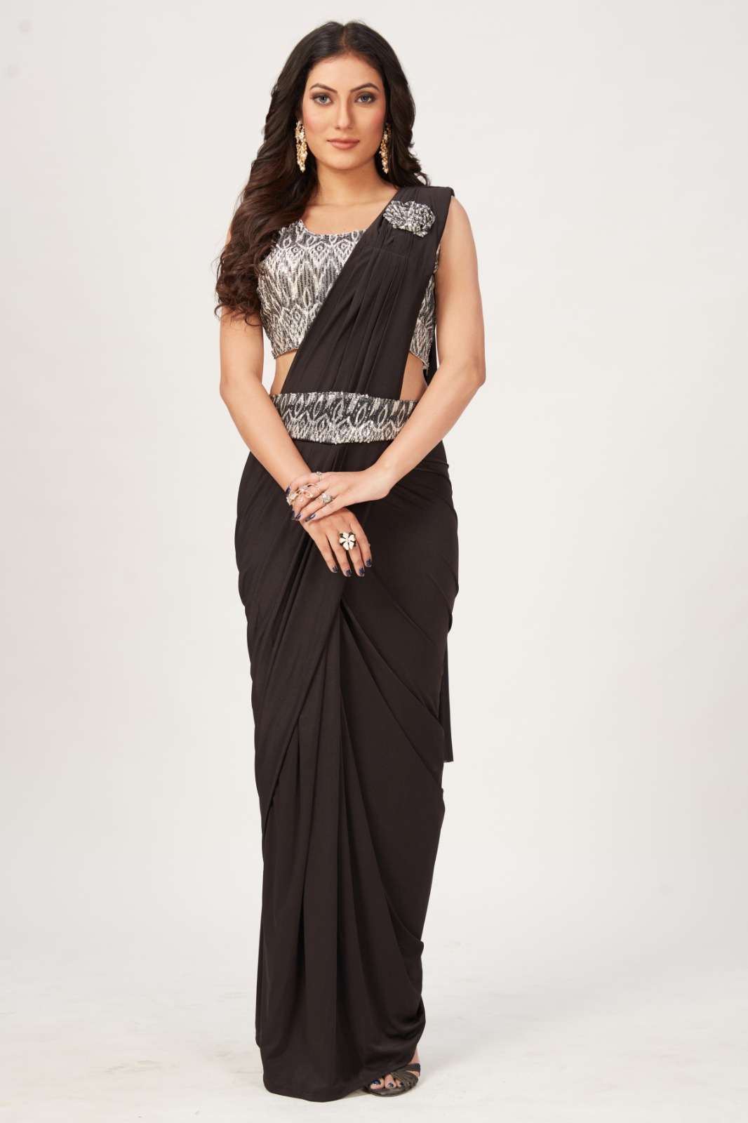 pr 10AT64 imported sequence belt saree
