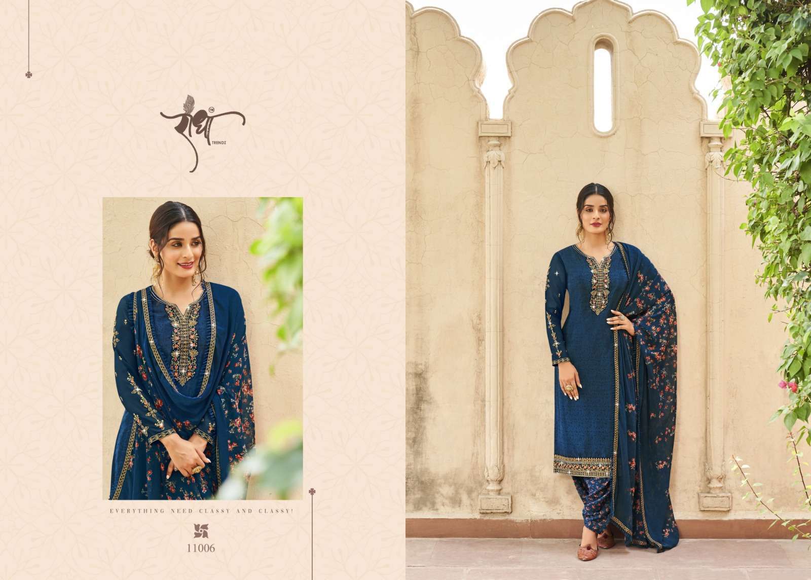 radha trendz cherry silk vol 1 series 11006 french crape suit 