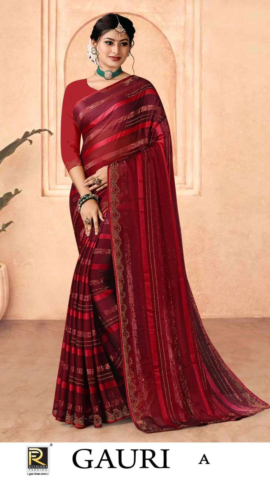 Ranjna saree Gauri fancy fabric self pattern saree
