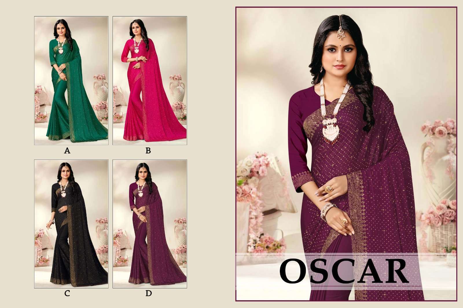 ranjna saree Oscar satin embroidery saree