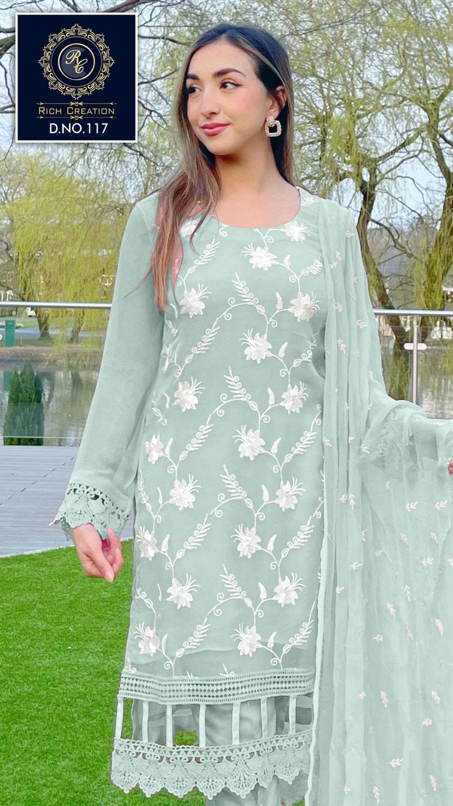 rich creation 117 faux georgette readymade suit 