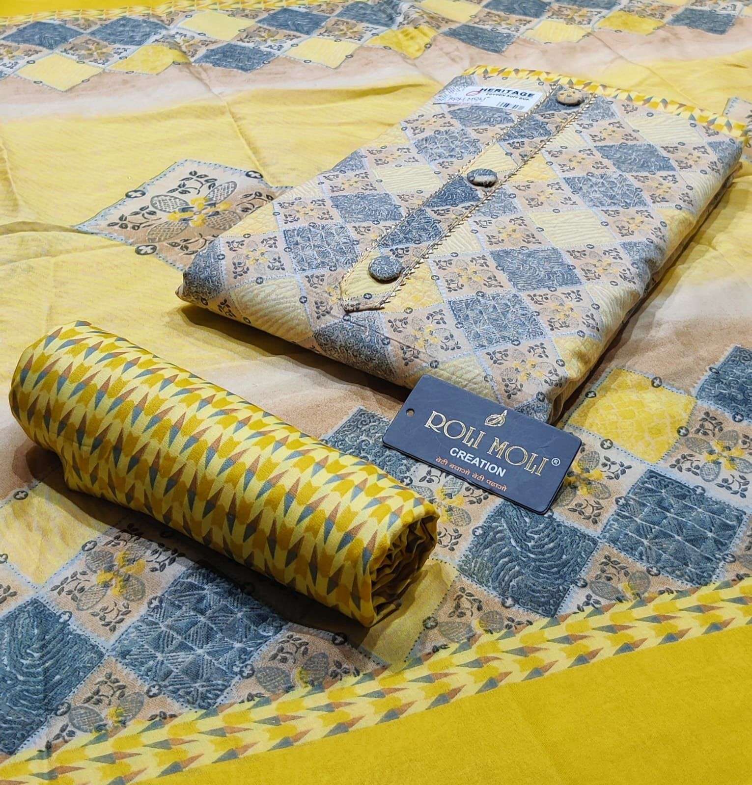 roli moli heritage pure cotton printed suit 