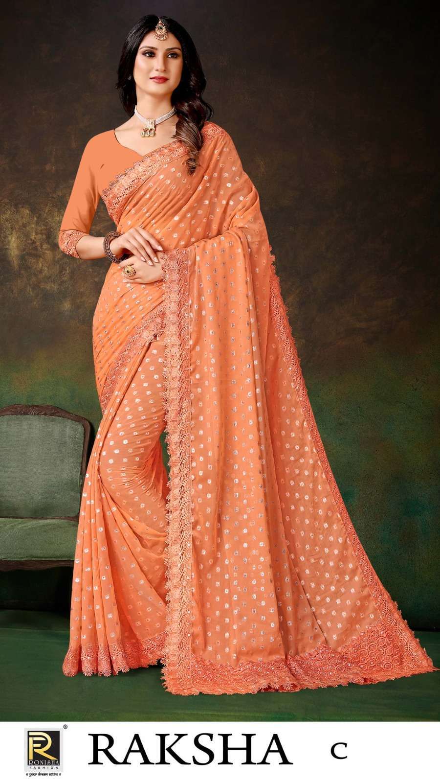 ronisha raksha fancy fabrics saree