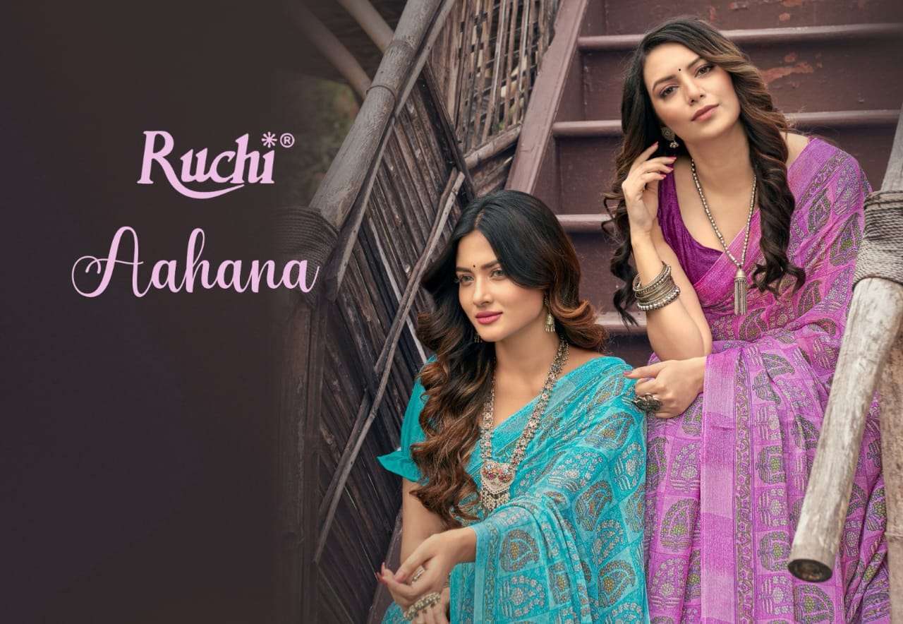 ruchi aahana series 22901-22903 pure silver chiffon saree