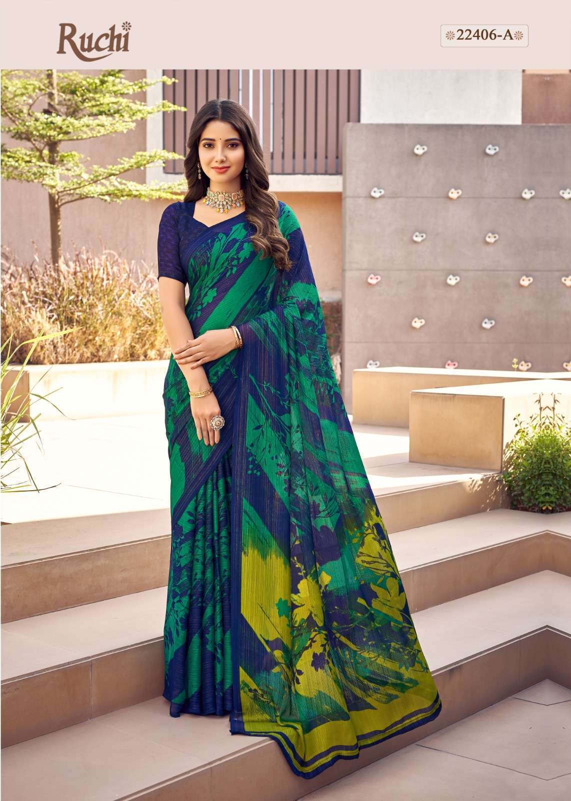 ruchi satrangi series 22401-22406 silk chiffon saree