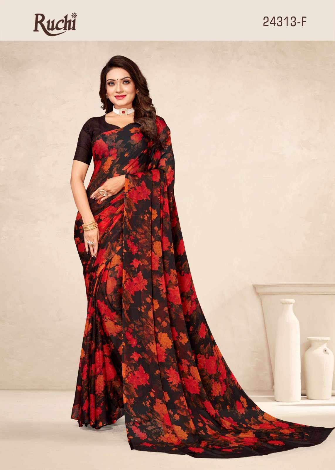 ruchi star chiffon 24313 Chiffon flower print saree