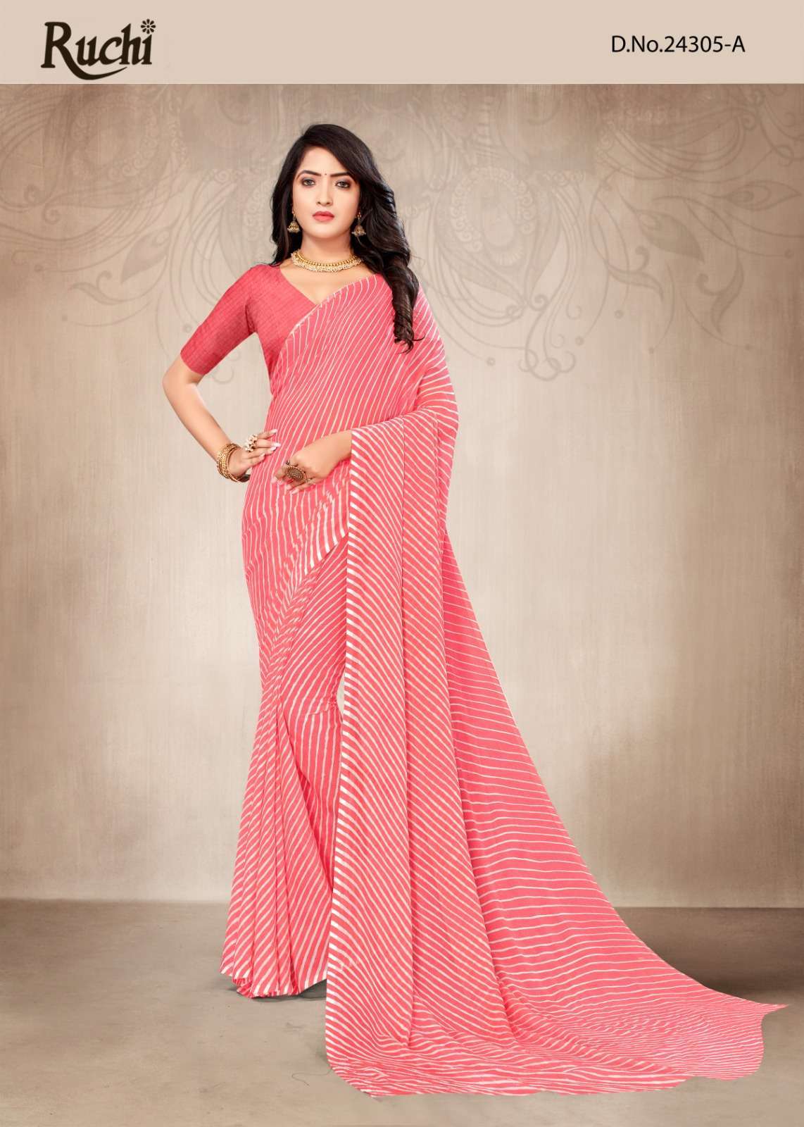 ruchi star chiffon lehriya 24305 chiffon saree