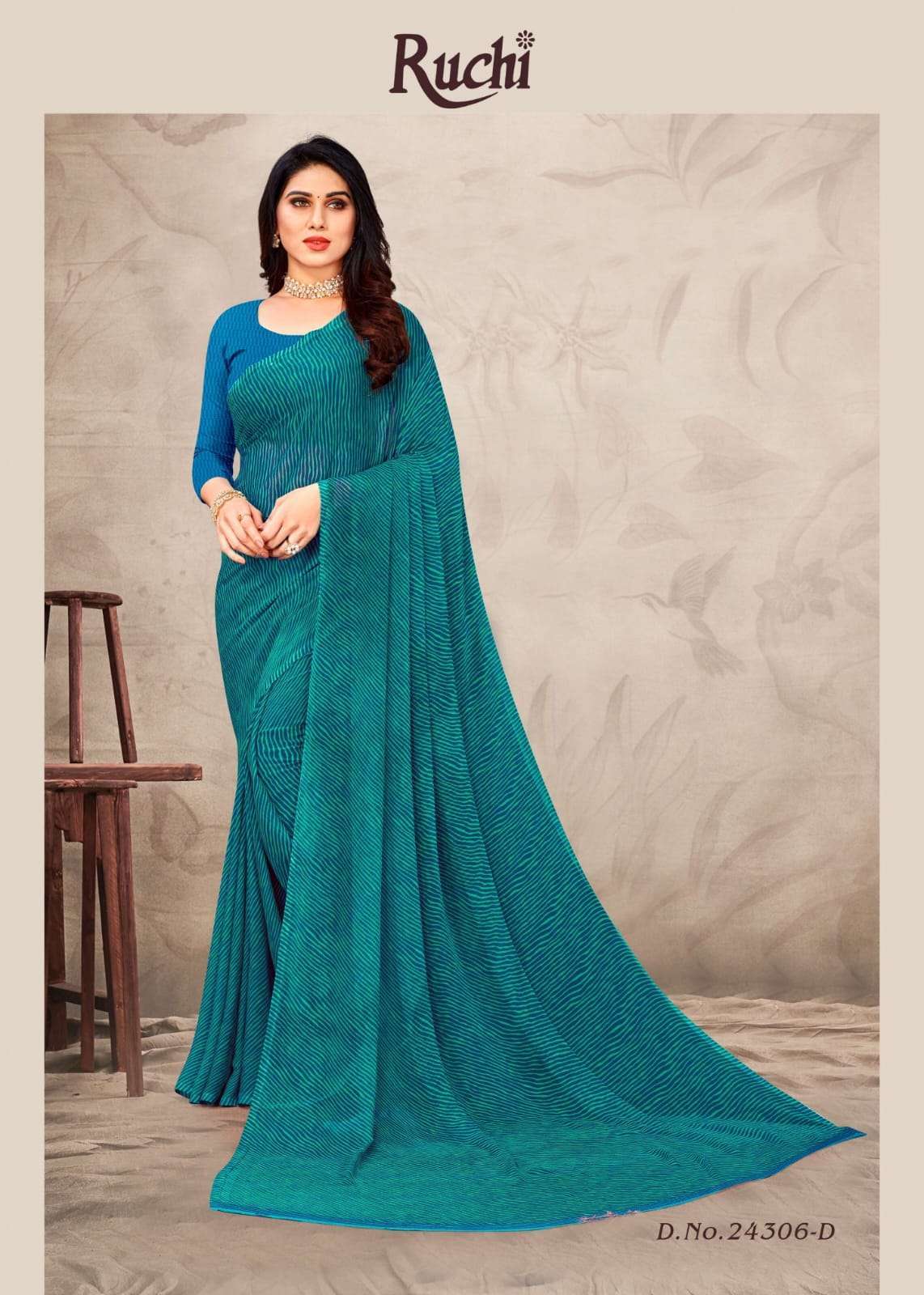 ruchi star chiffon lehriya 24306 Chiffon saree
