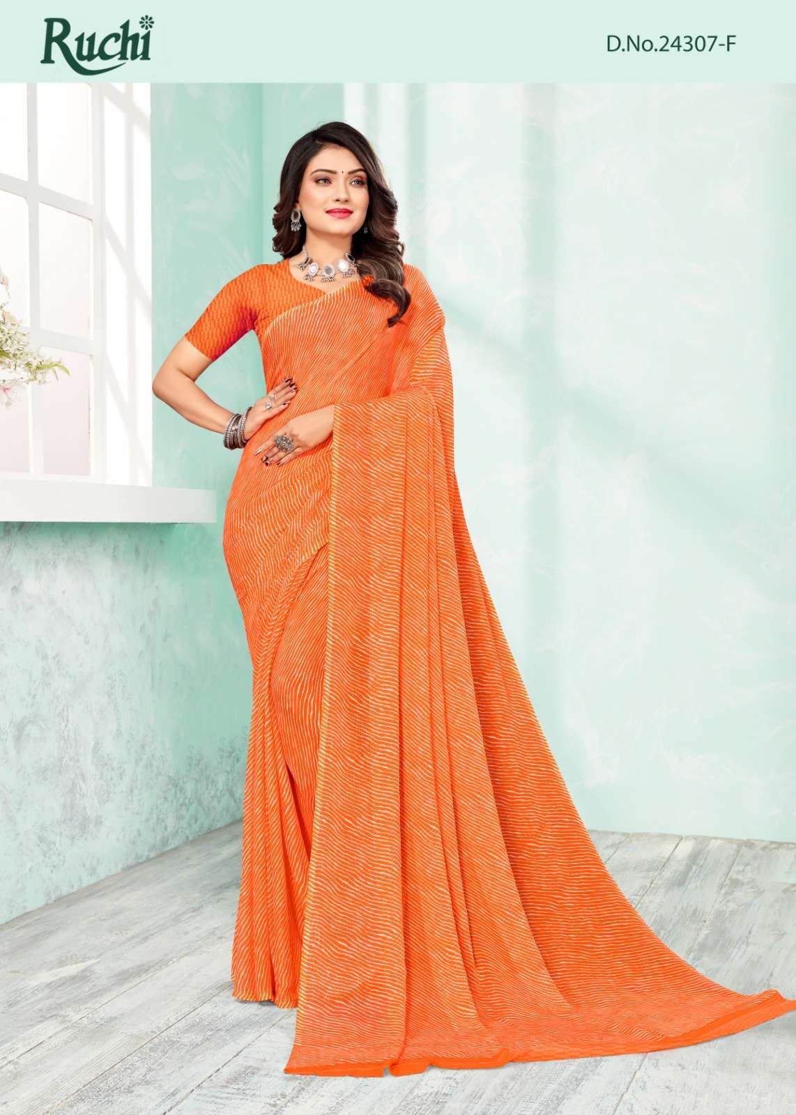 ruchi star chiffon lehriya 24307 chiffon saree