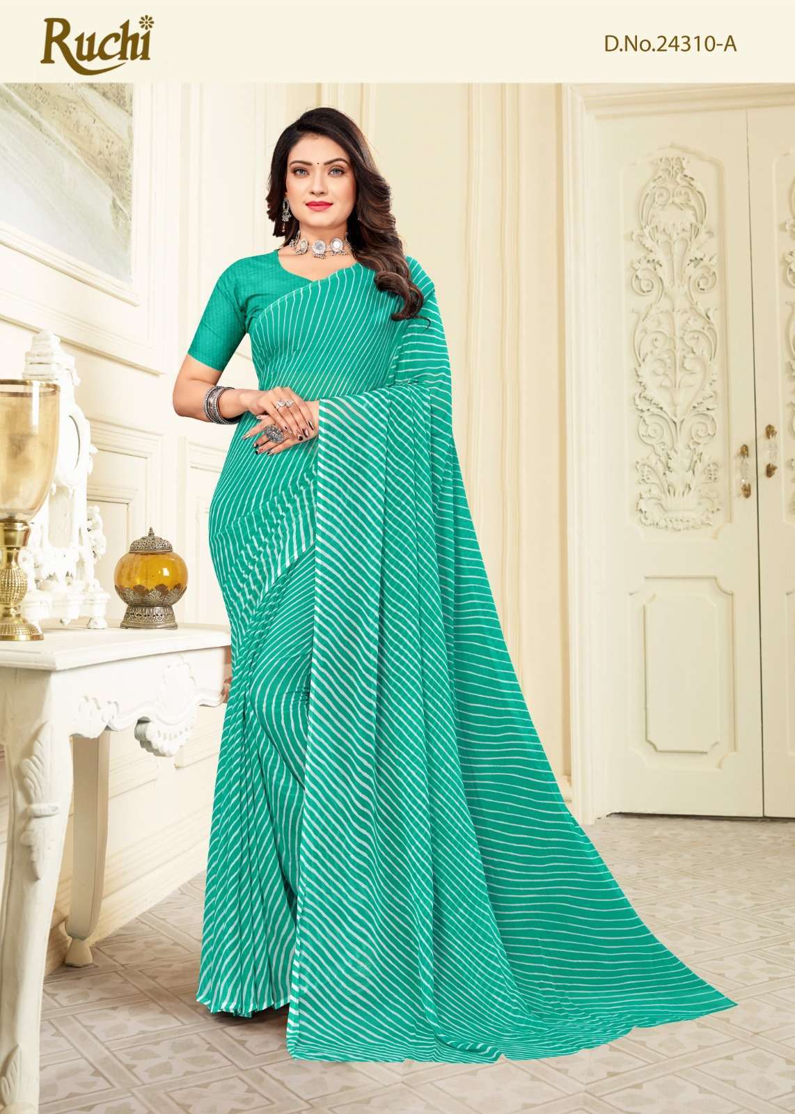 ruchi star chiffon lehriya 24310 chiffon saree