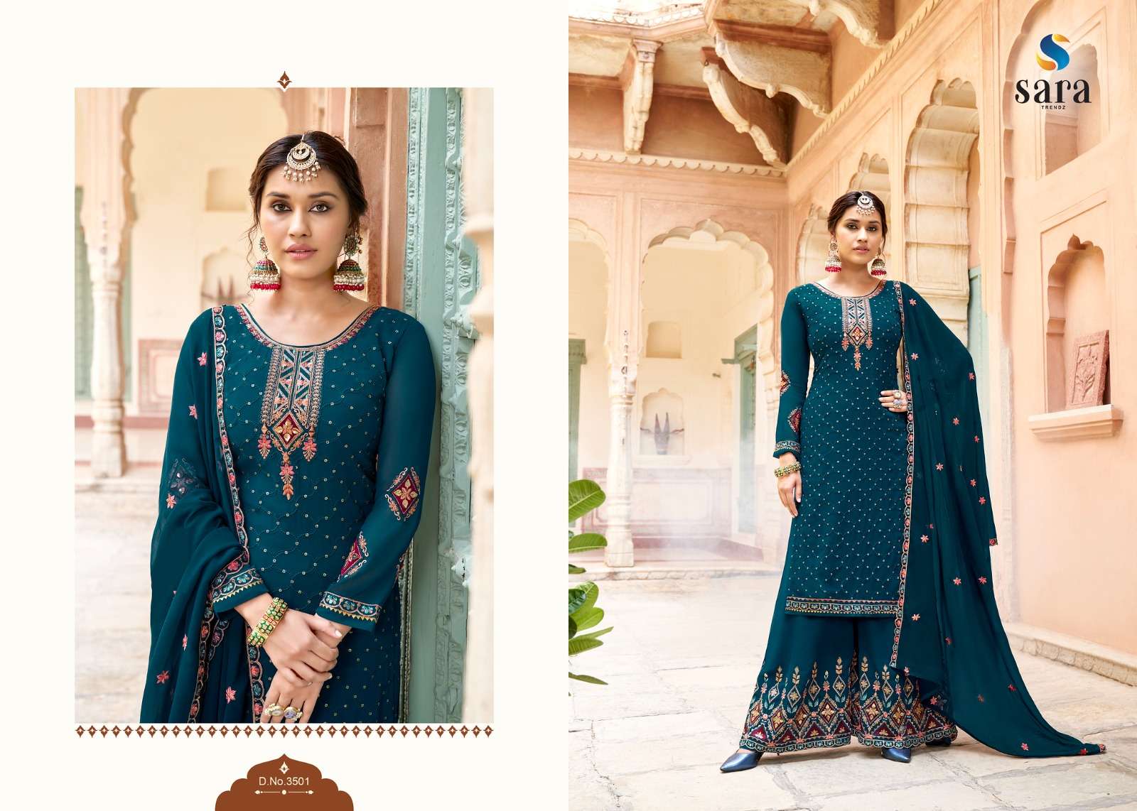 sara baani designer georgette suit