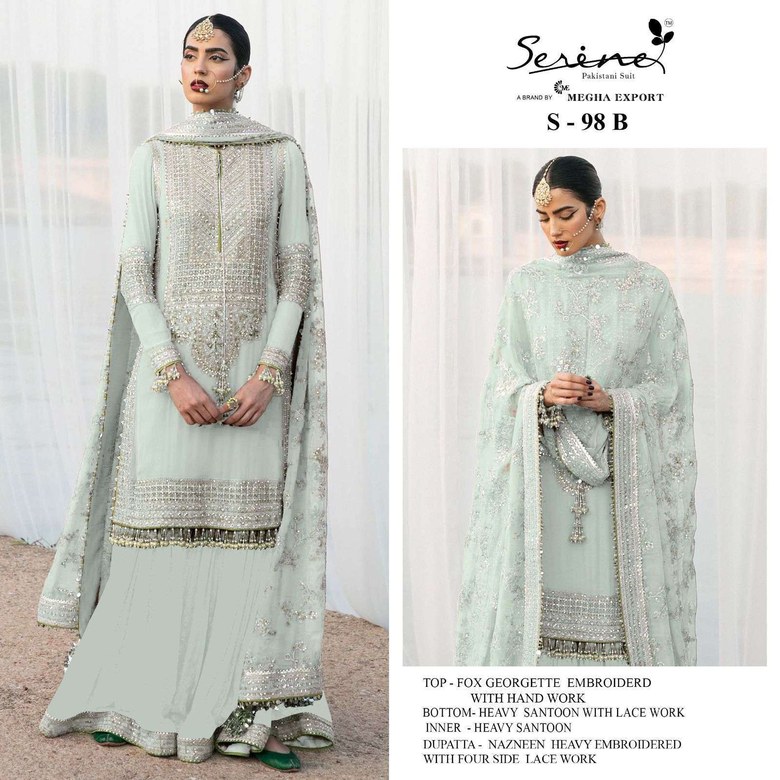 serine 98 abcd faux georgette embroidered work suit 