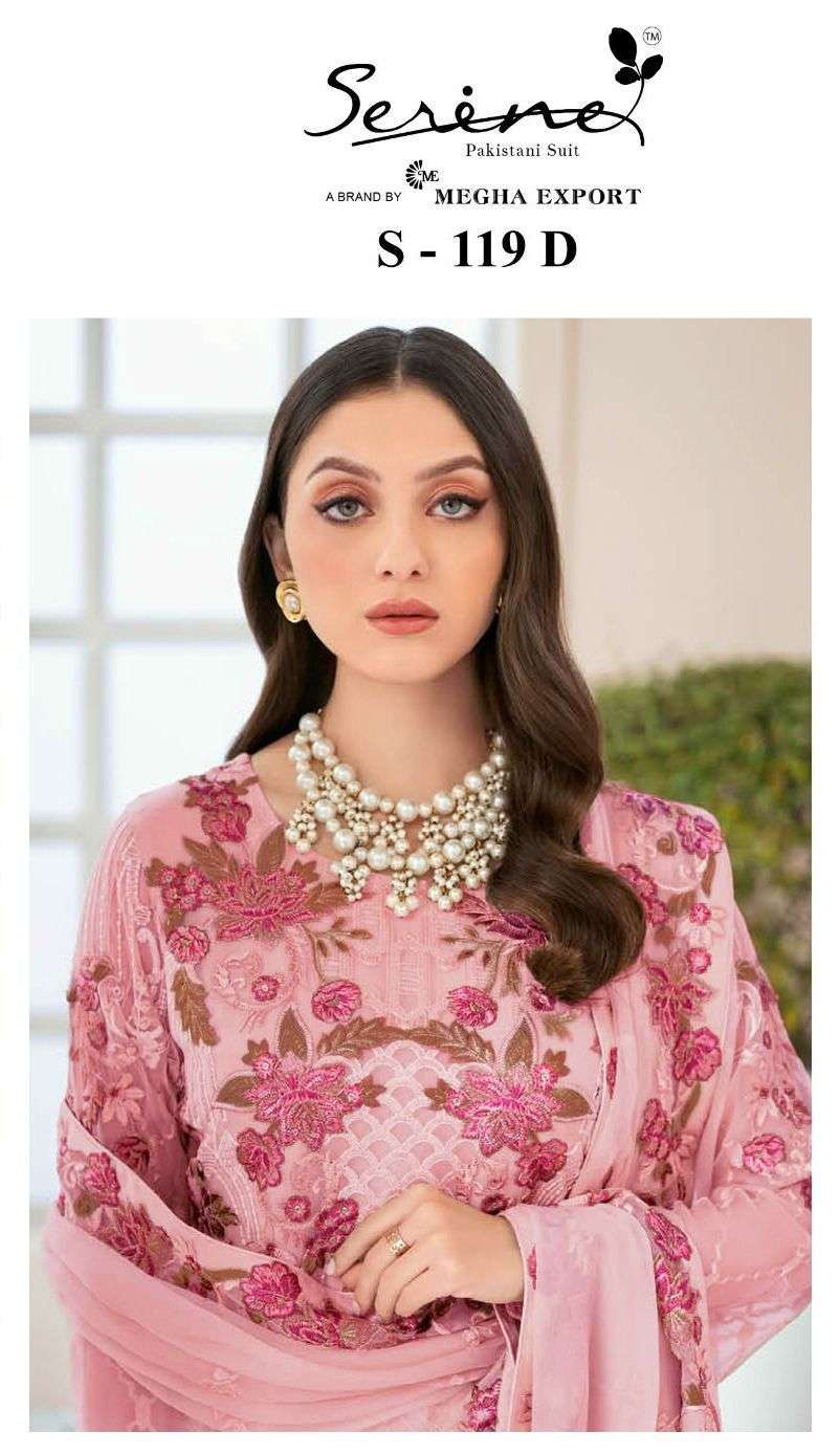 serine S-119 faux georgette embroidered suit 