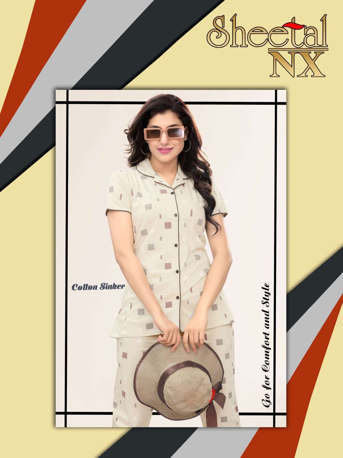 sheetal nx 1102 vol 2 comfortable front open collar night wear suit
