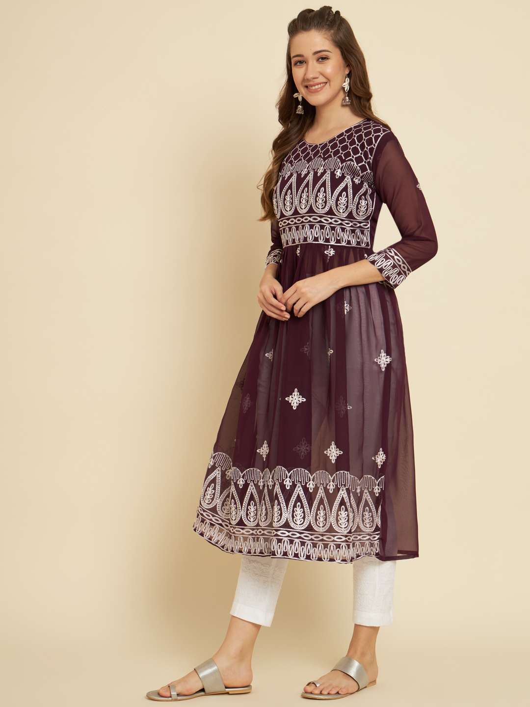 Sia Soft Georgette Kurta with Embroidery Work Anarkali shape