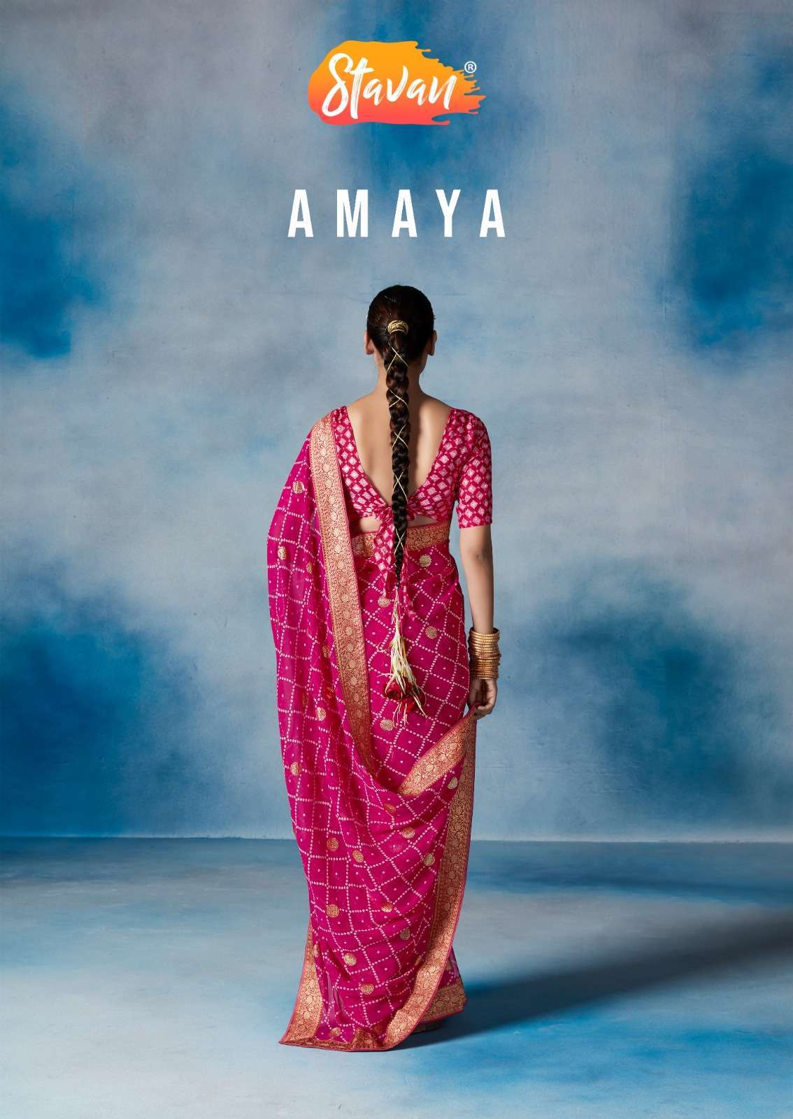 stavan amaya series 101-105 georgette fabrics saree