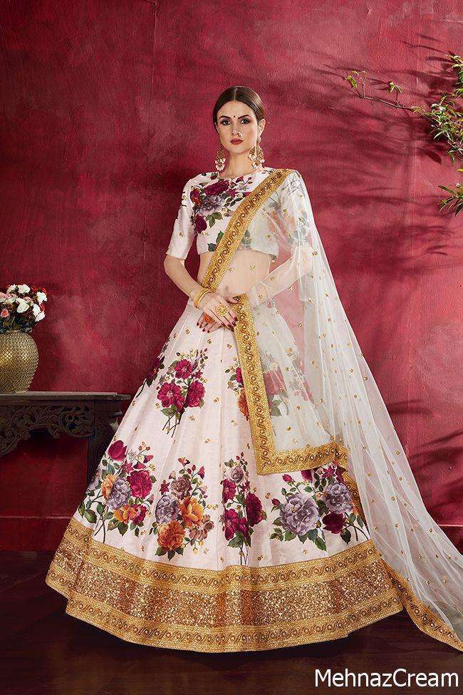 stylishta mehnaz Art Silk Digital Print with Dori and Pearl work lehenga