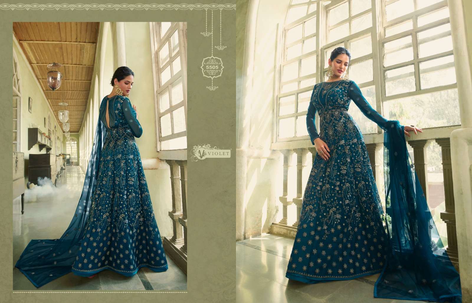 Swagat violet 5501-5507 designer butterfly net suit 