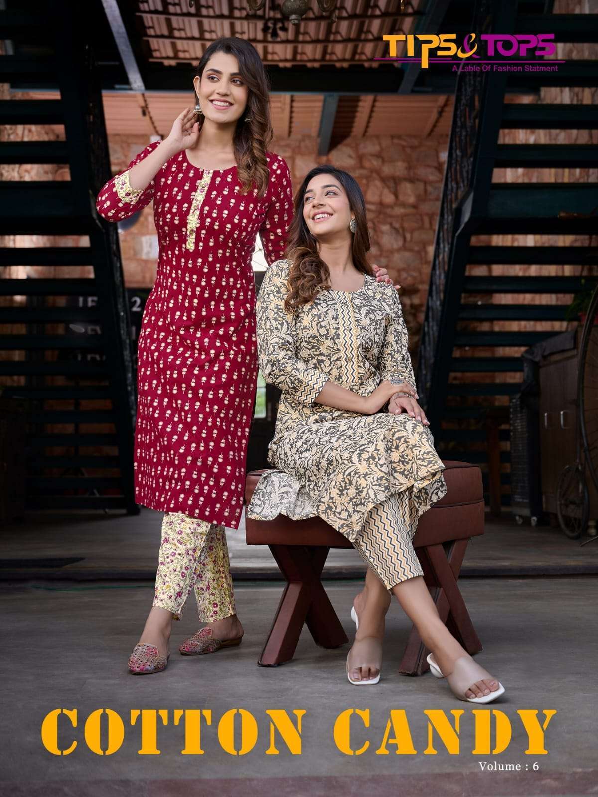 tips & tops cotton candy vol 6 series 601-606 Cotton kurti with Bottom