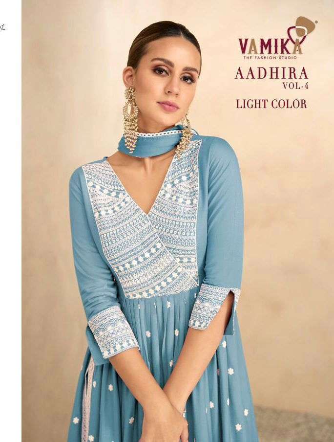 vamika aadhira vol 4 light color series 1206 pure viscose rayon suit 