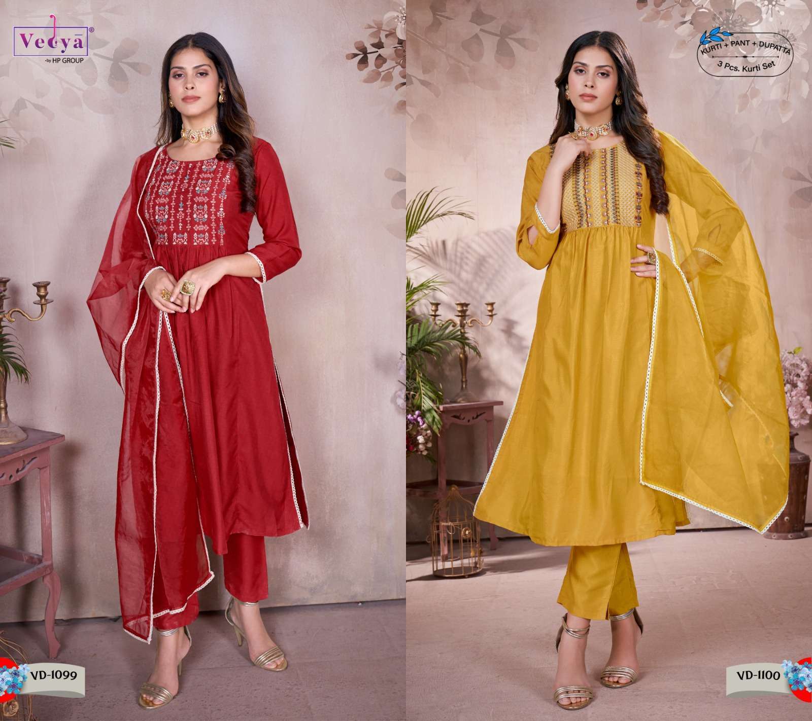 vedya saar series 1109-1114 Wrinkled Dola Silk readymade suit 