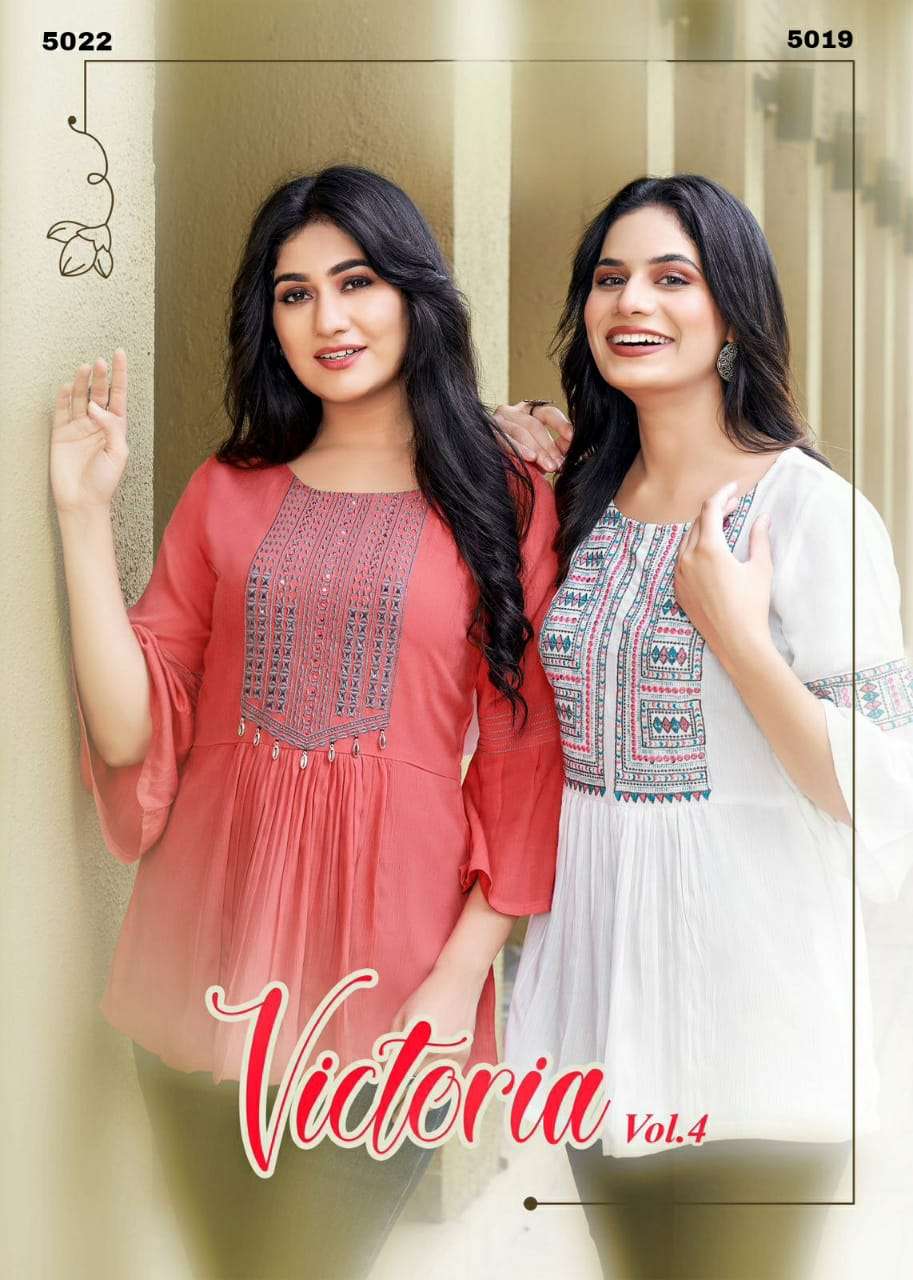 victoria vol 4 designer wrincle rayon kurti 