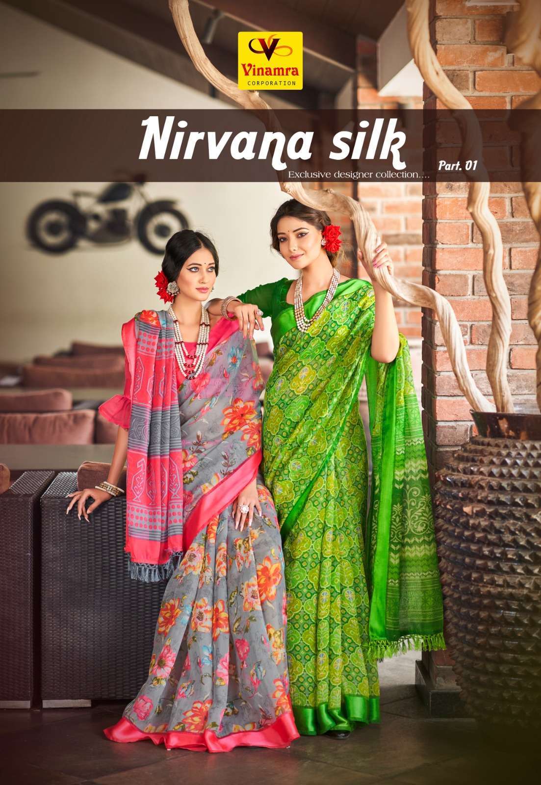 vinamra nairvana silk vol 1 series 2071-2078 cottan sattin patta saree