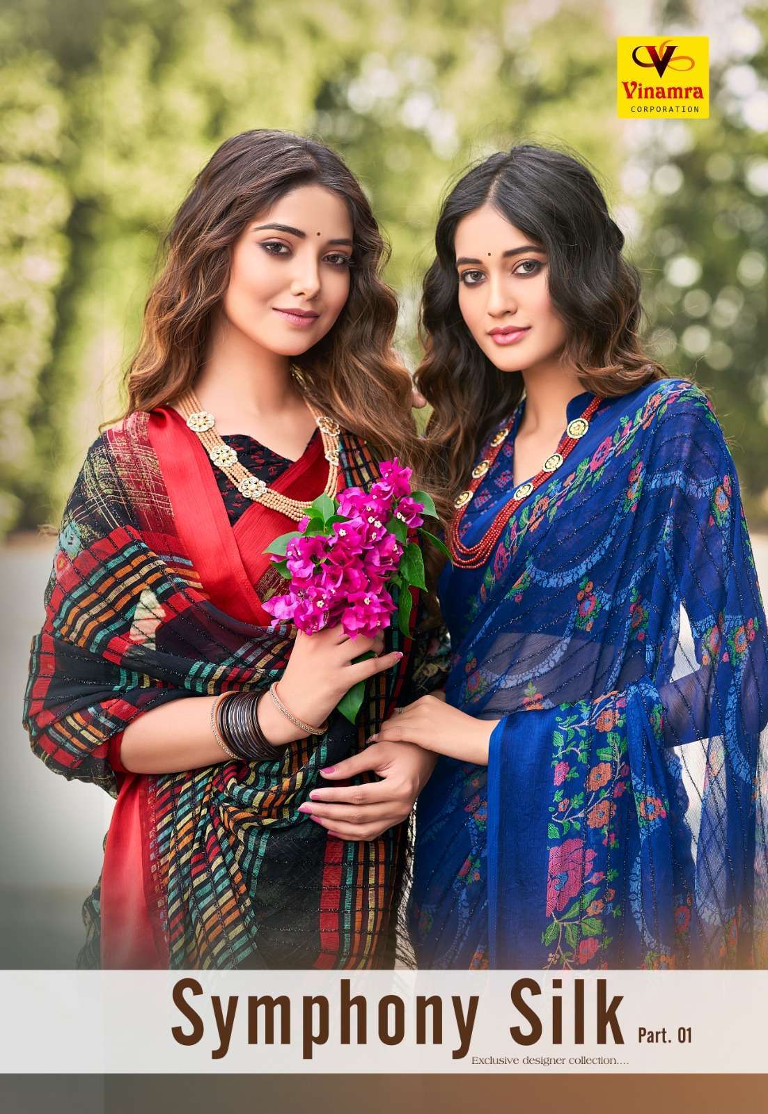vinamra symphony silk vol 1 series 2601-2608 synthitcs saree